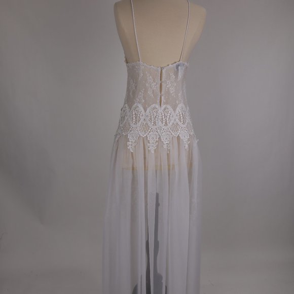 🌺 Vtg Jessica McClintock White Bridal Lace Nightgown Negligee Victorian Dress S - Picture 12 of 15